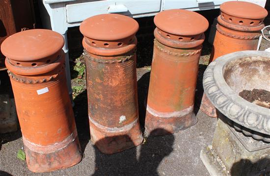 4 terracotta chimney pots